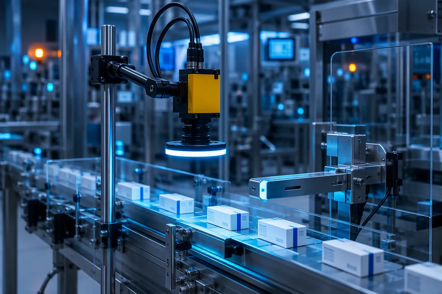 Machine vision AI inspection system on production line